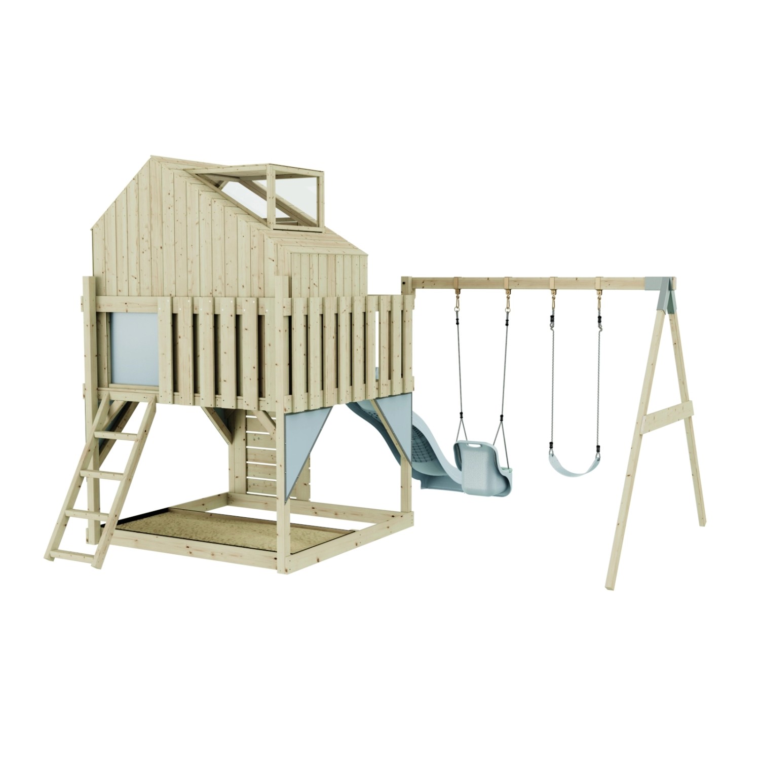PolarPlay Spielturm Lasse Schaukel Babyschaukel Kletterturm Rutsche