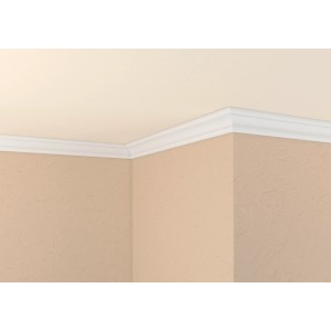 Moulure décorative blanche Decosa XZL03 au plafond d'une pièce.