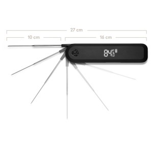 Termometro a sonda pieghevole Burnhard, nero. Utensile per grill con display digitale e sonda.
