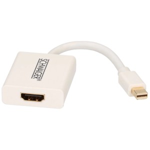 Weißer Schwaiger Mini DisplayPort Adapter zum Anschluss an HDMI Geräte.