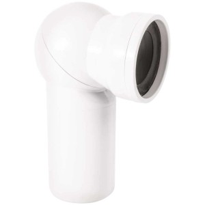 Raccord WC blanc, longueur 235 mm, Ø 100 mm, en plastique avec joint à rotule.