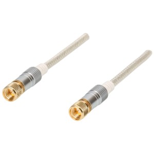 Câble de raccordement satellite 3m 110 dB avec connecteurs F pour antenne.