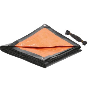 Orange-graue Gewebeplane 3x4m mit Ösen, Bauplane für Garten, Baustelle oder Camping.