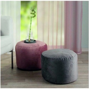 Pouf rond Neusser Collection, Mauve et gris, 30x40 cm. Assise confortable.