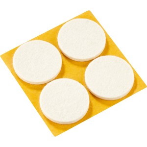 4 patins en feutre autocollants Ø 35 mm pour protéger les sols délicats.