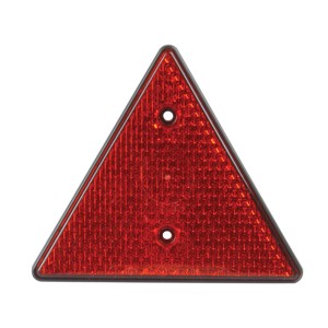 Riflettore triangolare rosso Unitec per rimorchi auto, per il fissaggio al veicolo.