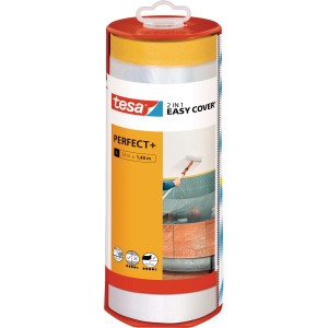 Tesa Easy Cover Perfect+ L : Film de masquage avec ruban adhésif dans distributeur pour peinture.