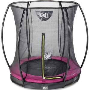 EXIT Silhouette tappeto elastico da interrare (D183cm) rosa con rete di sicurezza.
