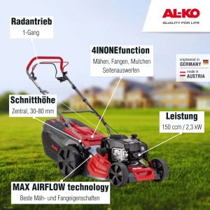 Tondeuse à essence Al-Ko Premium 524 SP-B avec traction et fonction 4 en 1.