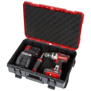 Trapano avvitatore a impulsi a batteria Einhell TP-CD 18/70 Li-i BL in valigetta con batterie e caricabatterie.