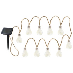 Catena luminosa solare a LED Schönenberger Mitra con 10 lampadine bianco caldo e pannello solare.