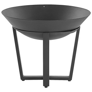 Beliani Feuerstelle Kedung, schwarz, aus Stahl mit Schürhaken für Garten & Terrasse.