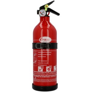 Extincteur à poudre rouge pour voiture 1 kg avec manomètre pour protection incendie véhicule.