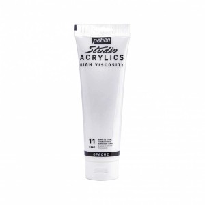 Pébéo Studio Acrylfarbe Titanweiss, 250ml Tube für Künstlerbedarf.