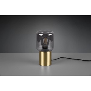 Moderna lampada da tavolo Reality Nico in ottone e vetro fumé per la scrivania.