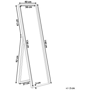 Schizzo di specchio da terra Torcy bianco 40x140cm con dimensioni