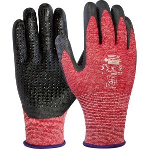 Guanti multiuso LUX da donna taglia 7, guanti da lavoro con palmo nero e dorso rosso.