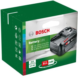 Batterie Bosch 18V 4Ah pour outils électriques dans son emballage d'origine.