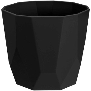 Schwarzer Übertopf b.for rock, Ø 16 cm, mit geometrischem Design.