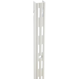 Rail mural en métal blanc, 2 rangées, 150 cm, pour systèmes d'étagères.