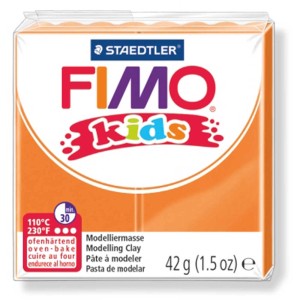 Fimo Kids Modelliermasse Glitter Orange, 42g Packung, ofenhärtend.