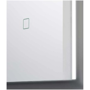 Specchio da parete a LED Diaqua Porto, 60x80 cm, con cornice in alluminio e illuminazione LED laterale.