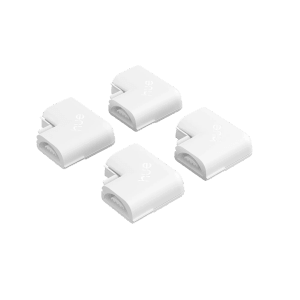 Détail de quatre connecteurs en L blancs Philips Hue Flux pour rubans LED.