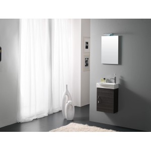 Badblock Mini 42 cm palissandro con illuminazione a LED e specchiera.