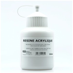 Weiße Pébéo Acrylharz Flasche, 500 ml, mit Schraubverschluss. Ideal für Künstlerzubehör und Bildertransfer.