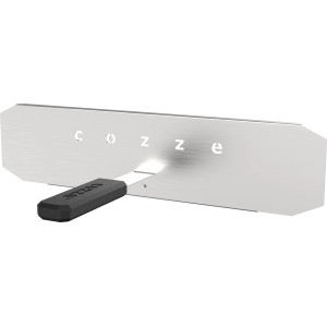 Cozze Hitzeschild für 13" Pizzaofen aus Edelstahl mit schwarzem Griff.