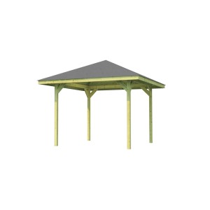 Weka Gazebo da giardino Paradiso, 333x333 cm, padiglione in legno con tetto grigio.