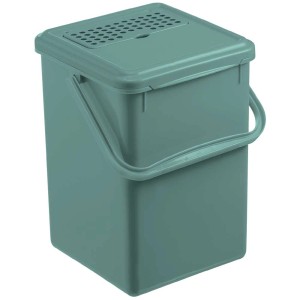 Grüner Rotho Komposteimer Bio 9 l mit Deckel und Aktivkohlefilter.