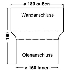 Dessin technique : Rallonge de tuyau de poêle Firefix, gris, Ø 150/180 mm, pour poêles.