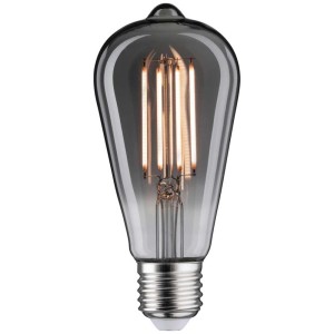 Paulmann LED-Filament Leuchtmittel Rustika Kolben Rauchglas E27, 1800K, Nahaufnahme.