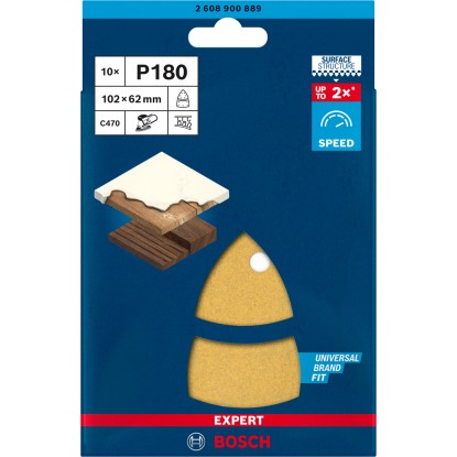 Bosch Expert Schleifpapier für Multischleifer C470 G180 / 102 x 62 mm / 10 Stk.