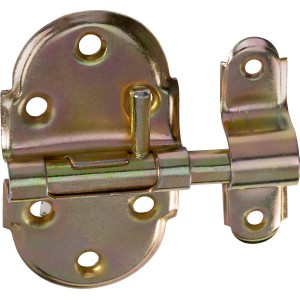 Loquet de verrouillage zingué jaune, 75x40mm, pour sécuriser portes de meubles et portails.