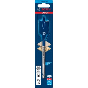 Bosch Expert Flachfräsbohrer 25 mm für Holz, mit Sechskantschaft für schnelles Bohren.