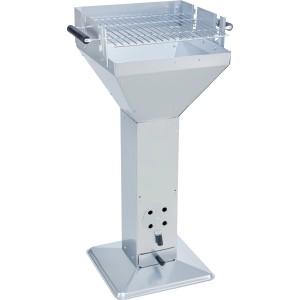 Barbecue colonne à charbon de bois avec socle en acier, 92x52x38,5cm, avec grille chromée et tiroir à cendres.