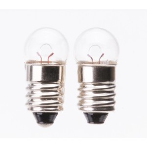Due lampade spia E10 6V/2,35W trasparenti per relè e interruttori.