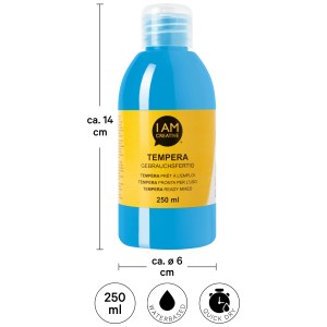 Bouteille de peinture tempera bleue I Am Creative, 250ml, prête à l'emploi.