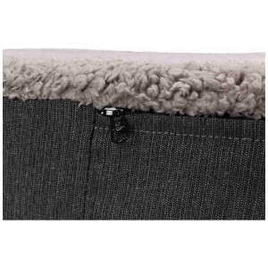 Gros plan : coussin pour chien Trixie Bendson, gris foncé/gris clair, avec fermeture éclair.