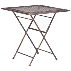 Tavolino bistrot pieghevole Beliani Bormio in metallo nero, 70x70 cm, per il giardino.