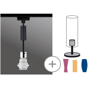 Paulmann URail 2Easy Basic suspension, noir/chrome, pour systèmes de rails. Ampoule au choix.