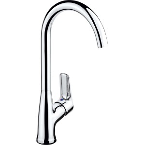 Mitigeur de cuisine chromé baliv KI-1040, robinet à levier unique avec bec haut et courbé.