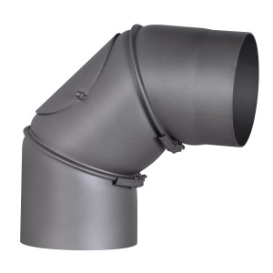 Coude de tuyau de fumée Firefix, réglable 0-90°, Ø 150 mm, gris foncé, pour cheminée et poêle.