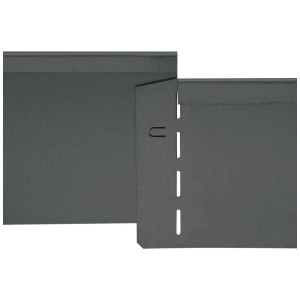 Bordure de pelouse Bellissa en métal anthracite, 118x19,5 cm, détail de la connexion.