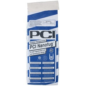Sack PCI Nanofug Flexfugenmörtel, hellgrau, 15 kg. Geeignet für Fliesen, Mosaik und Feinsteinzeug.