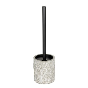 Set scopino WC Wenko Albacete in cemento grigio con spazzola nera.