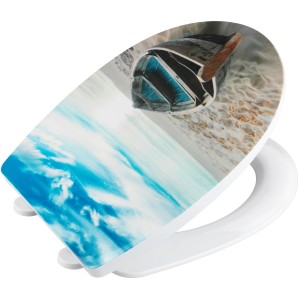 Wenko sedile WC Boat con motivo barca, termoplastico, chiusura rallentata.