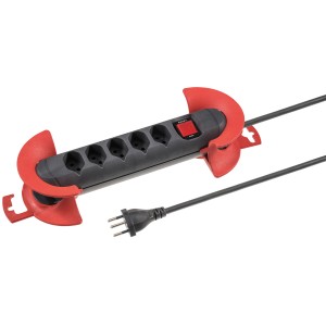 Steba Strong Steckdosenleiste mit 5 Typ13-Steckdosen, anthrazitfarben, mit 8 m Kabel und Aufwickelvorrichtung.